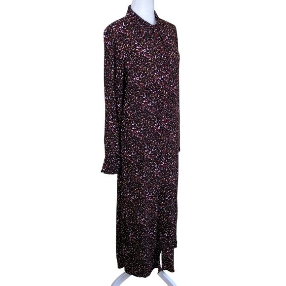 & Other Stories Sz 8 Micro Floral Midi Shirt Dress Moody Floral Print Button-up - Picture 8 of 16